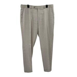 Ballin Comfort-"Eze" Flat Front Cream Pants Mens Size 38 Wool/Linen Blend